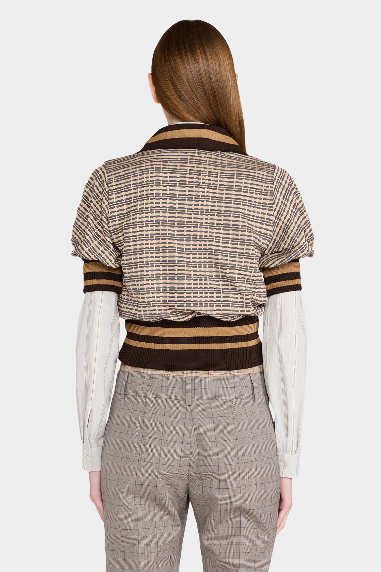 Brown Check Knit Polo