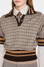 Brown Check Knit Polo