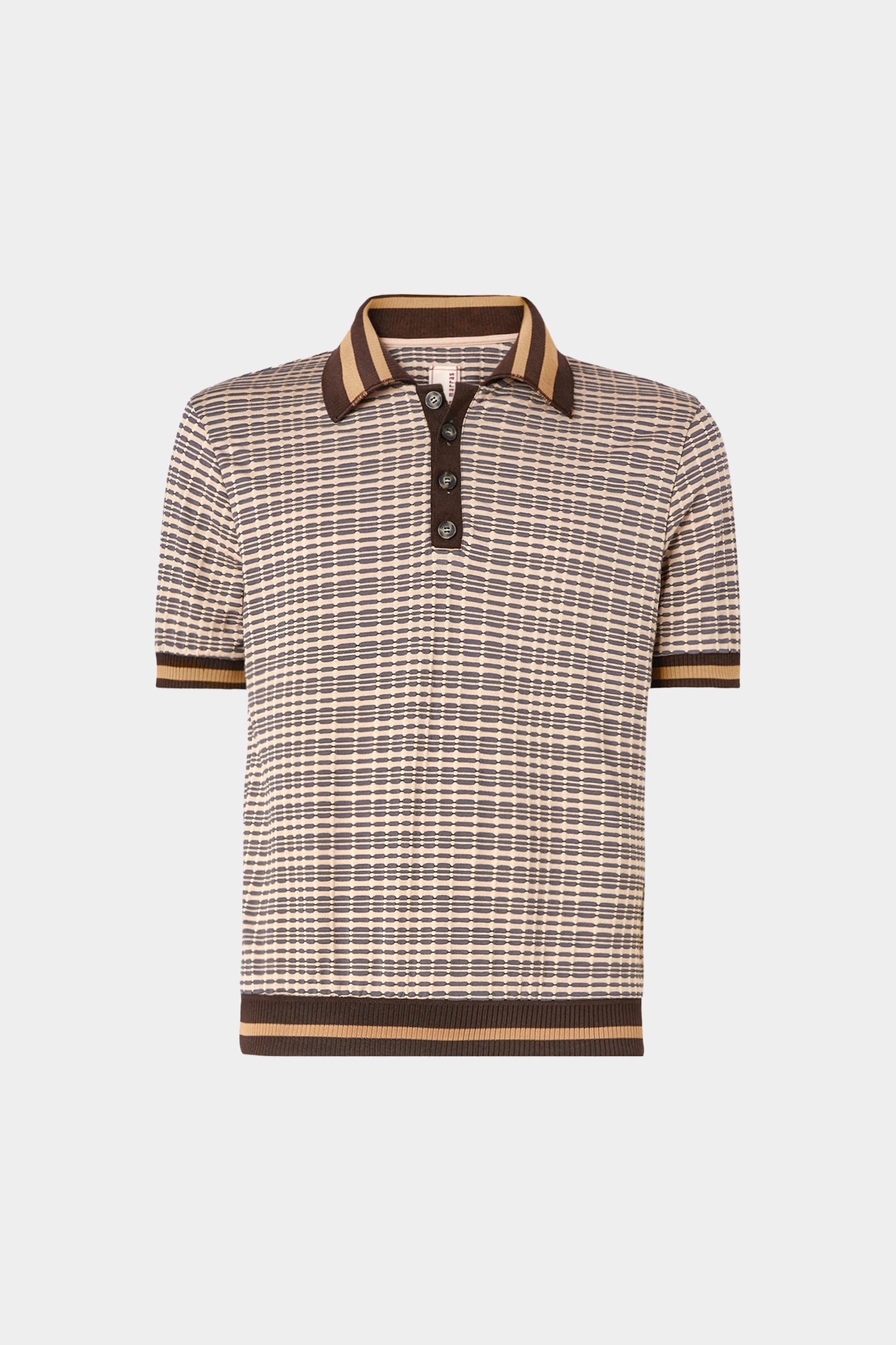 Polo in Maglia con Motivo Geometrico