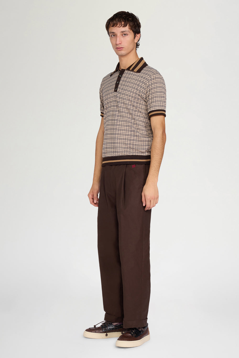 Geometric Knit Polo Shirt