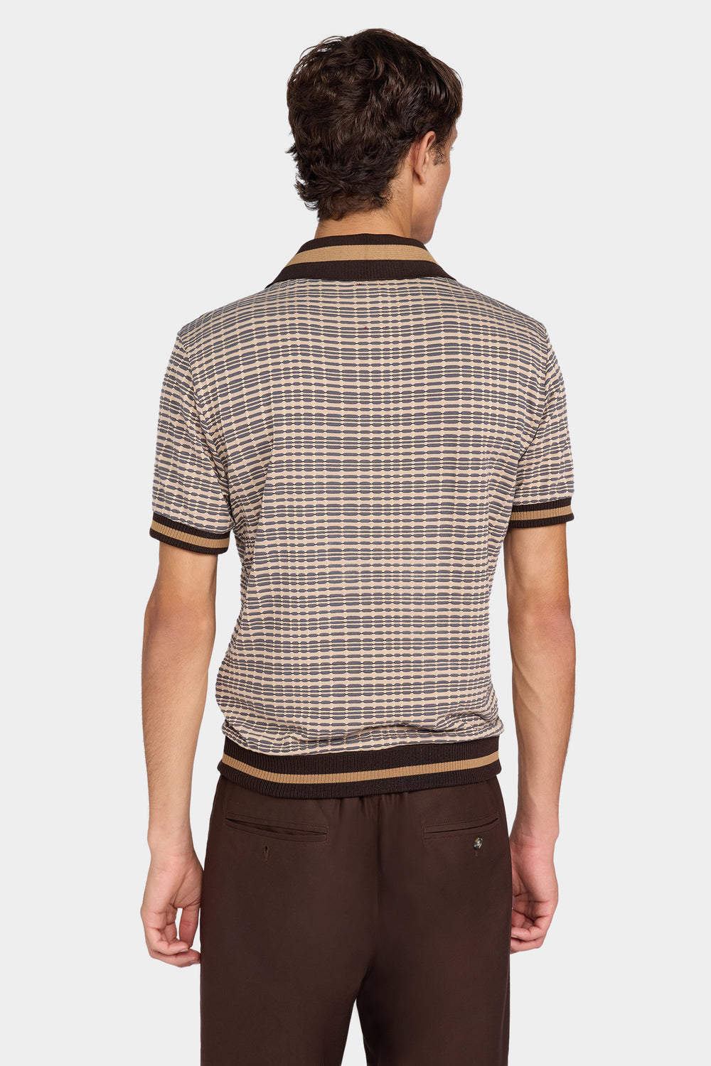 Geometric Knit Polo Shirt