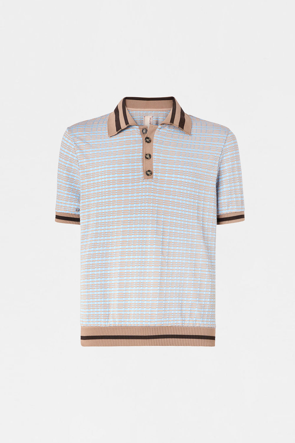 Sky Blue Geometric Knit Polo