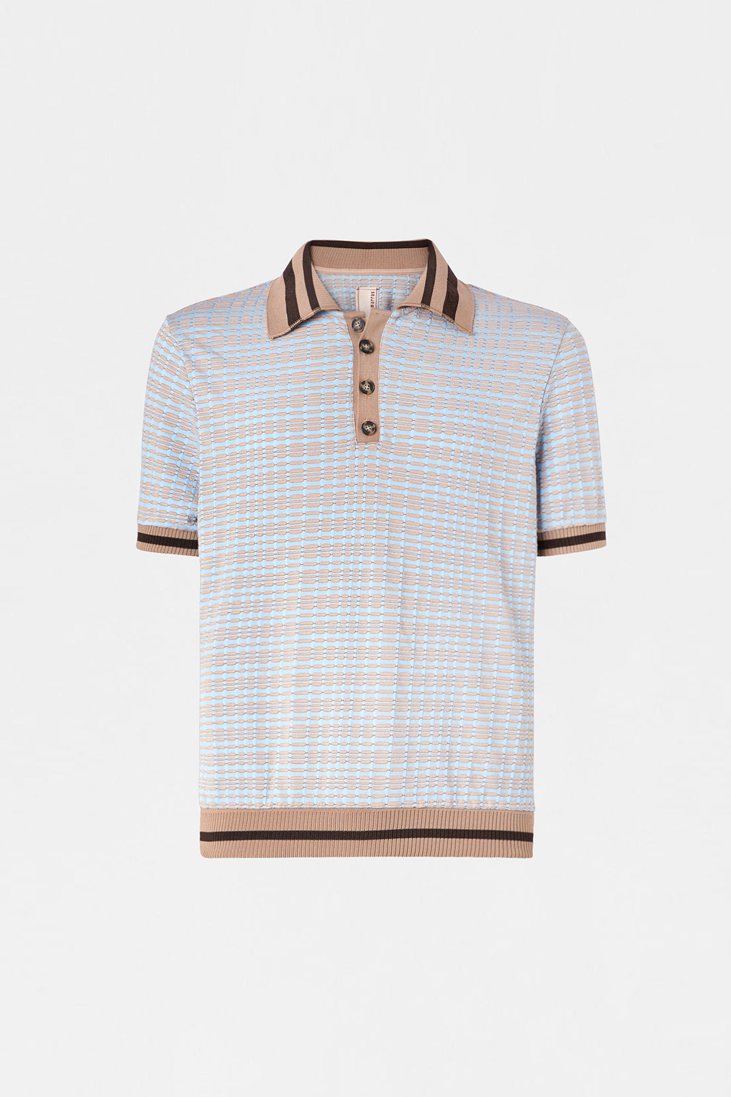 Polo in Maglia con Motivo Geometrico