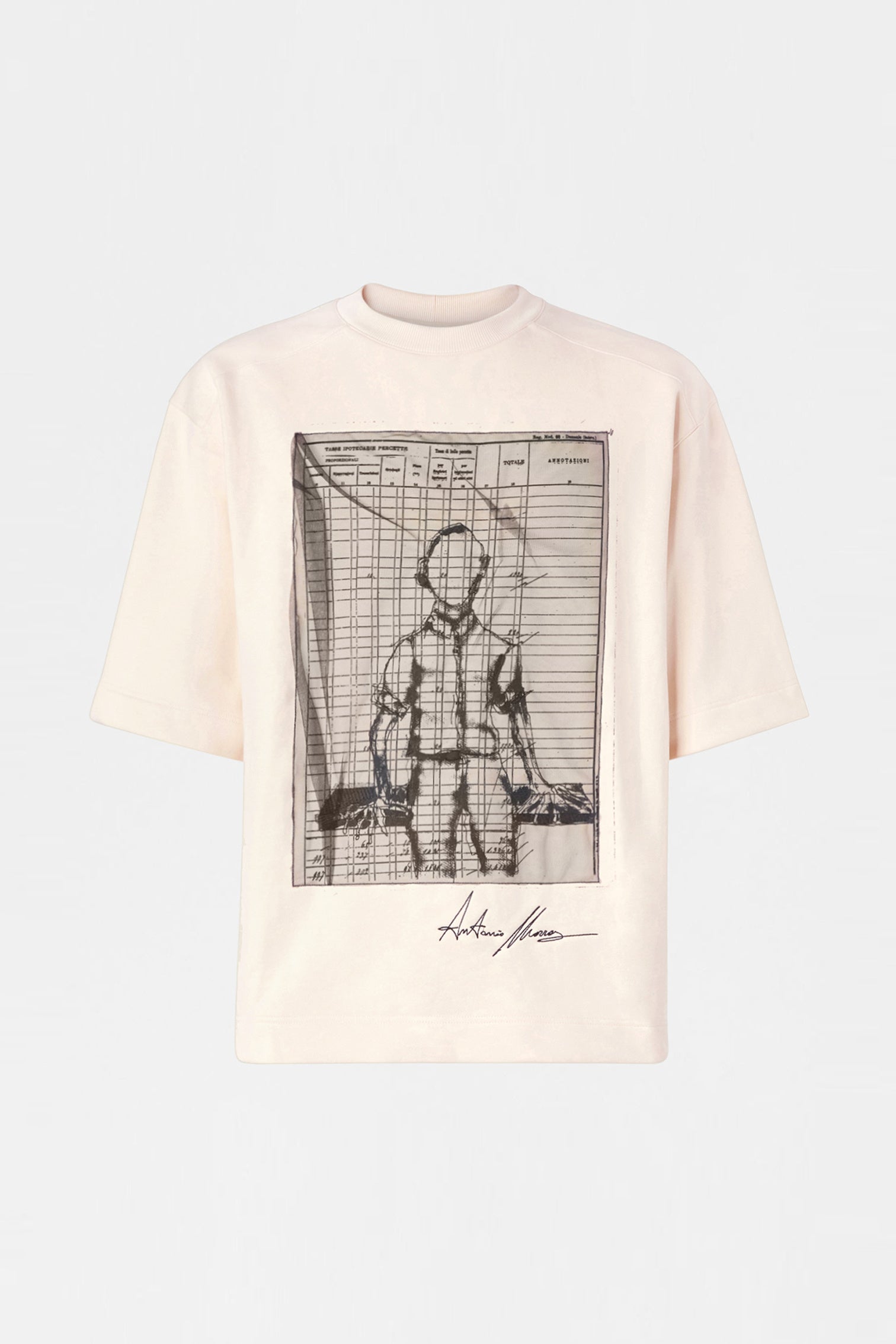 Men's Oversized T-Shirt in Ecru with Graphic Print | Antonio Marras