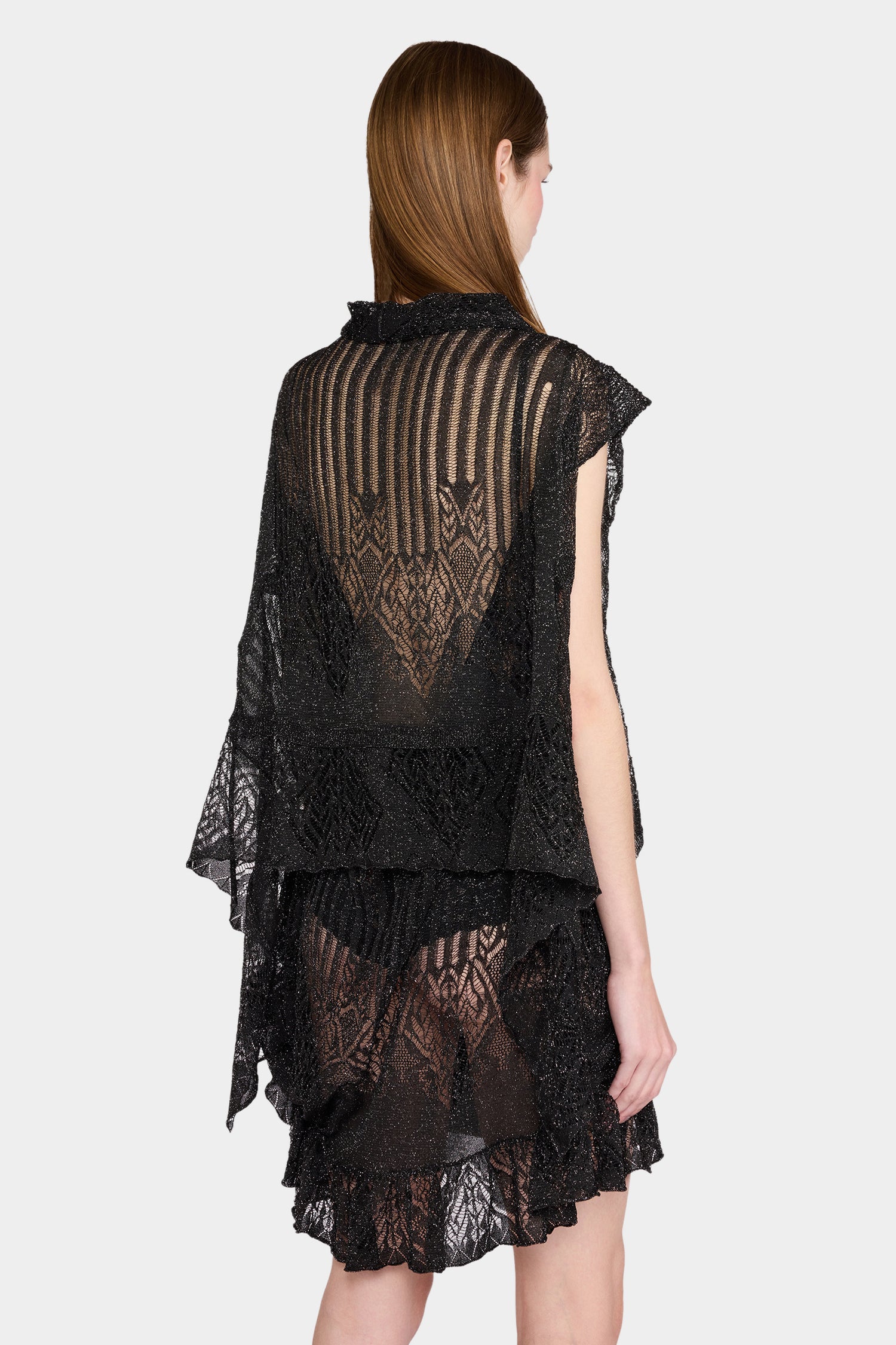 Sheer Lace Short-Sleeve Cardigan