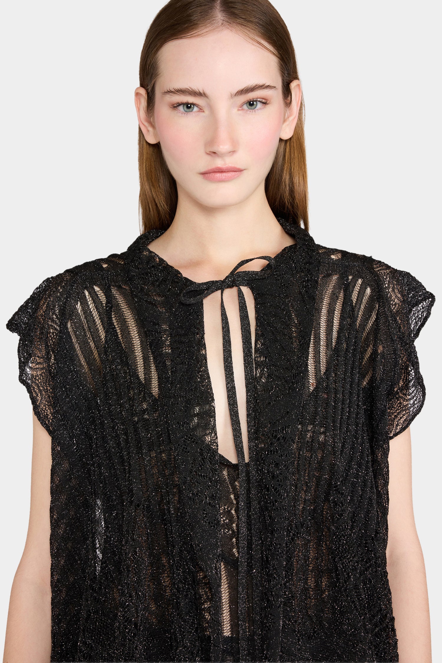 Sheer Lace Short-Sleeve Cardigan