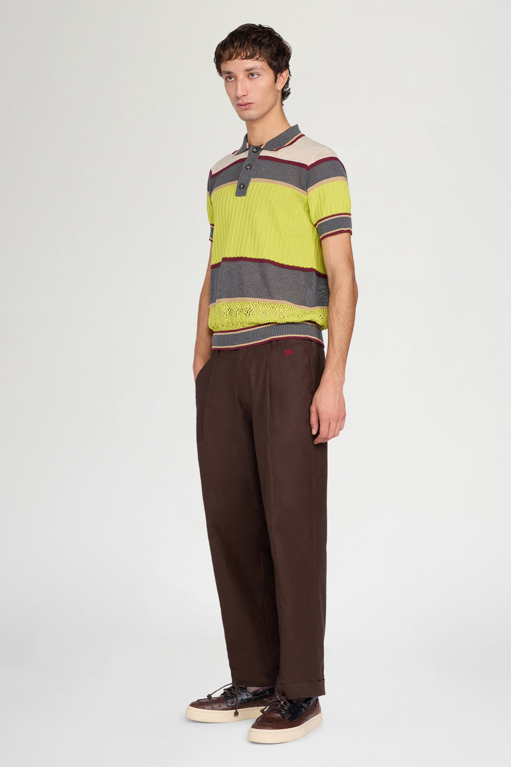 Polo a Maglia a Righe Multicolore