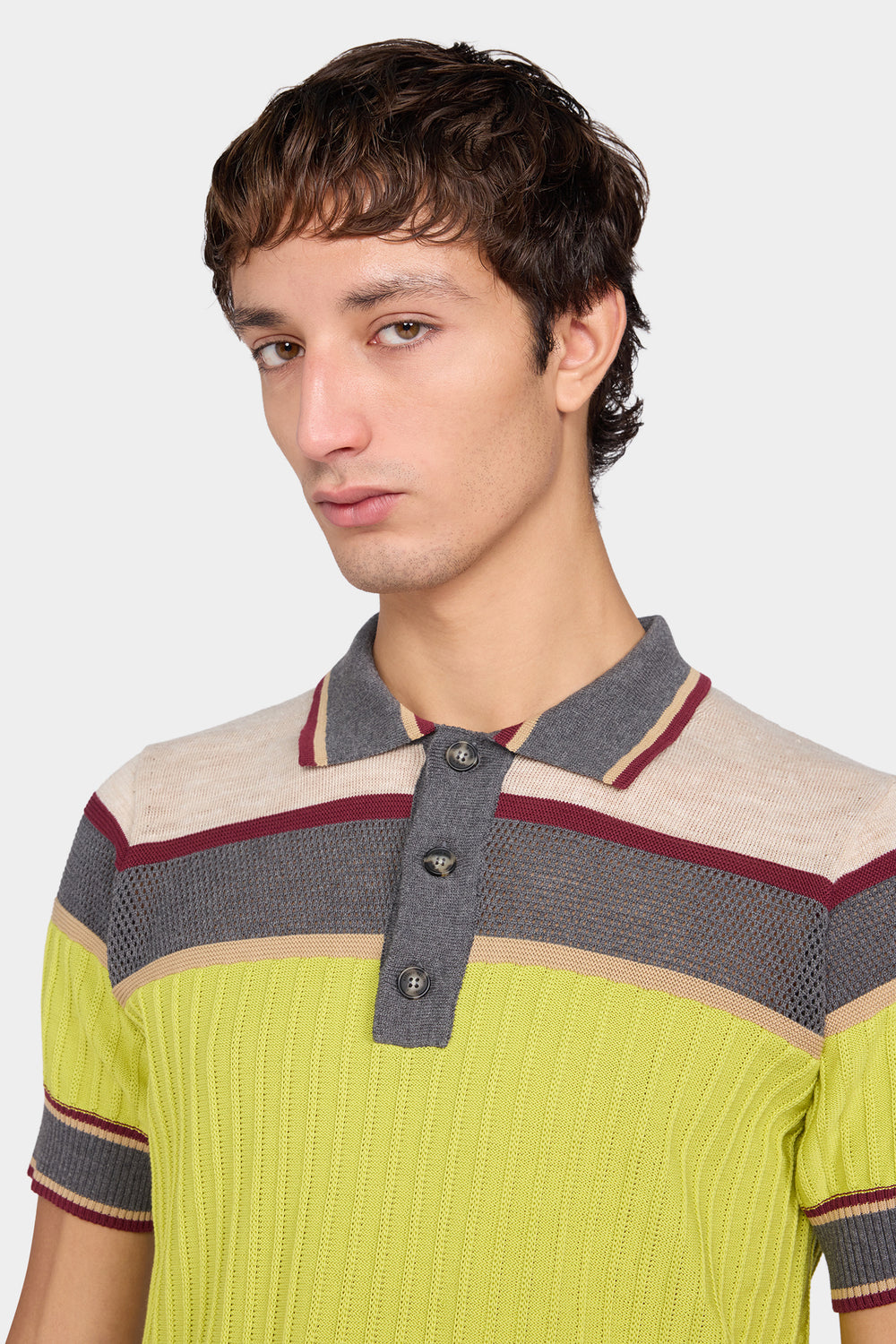 Polo a Maglia a Righe Multicolore