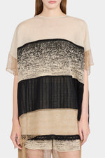 Knit Top with Beige and Black Patchwork