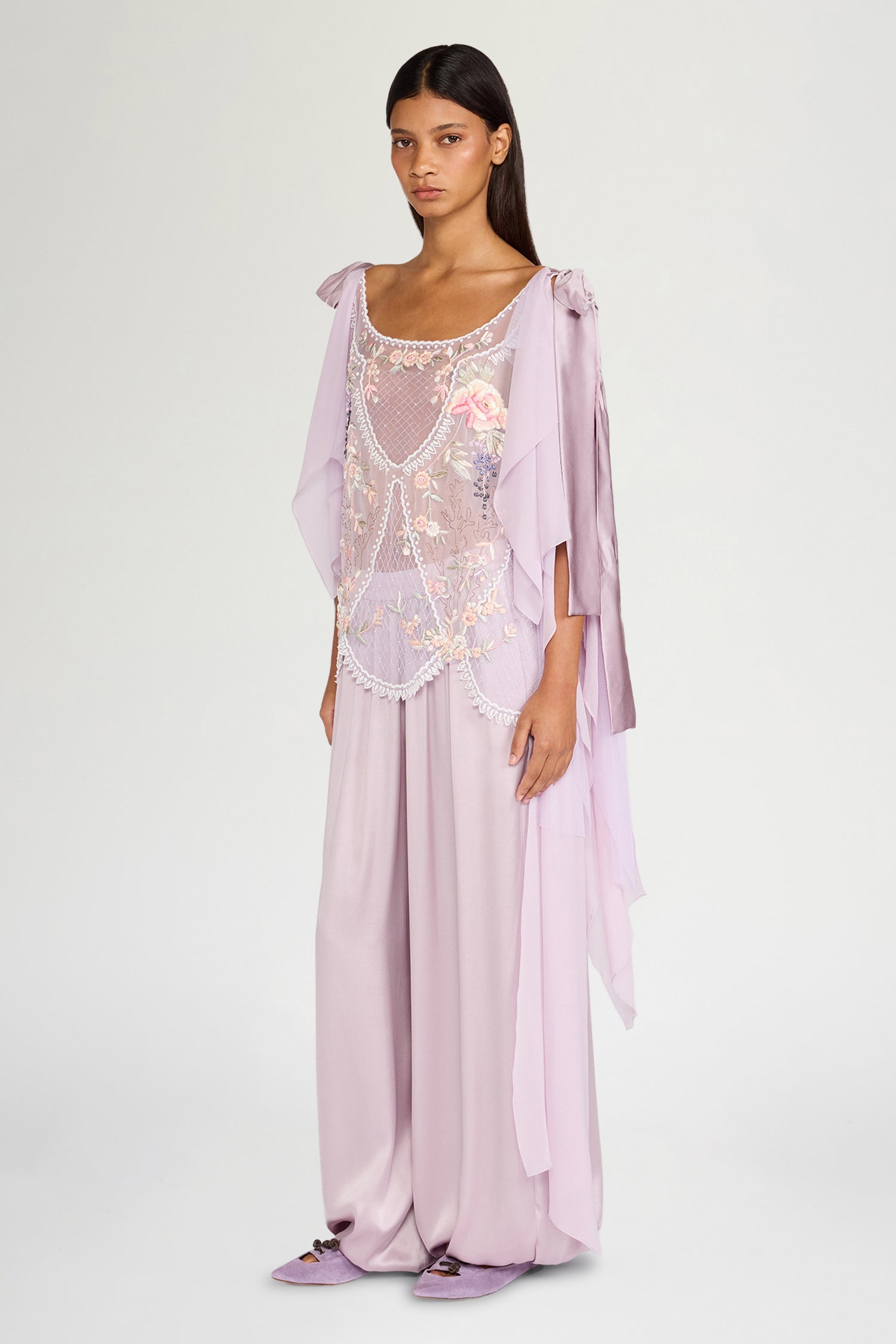 Top Drappeggiato con Ricami