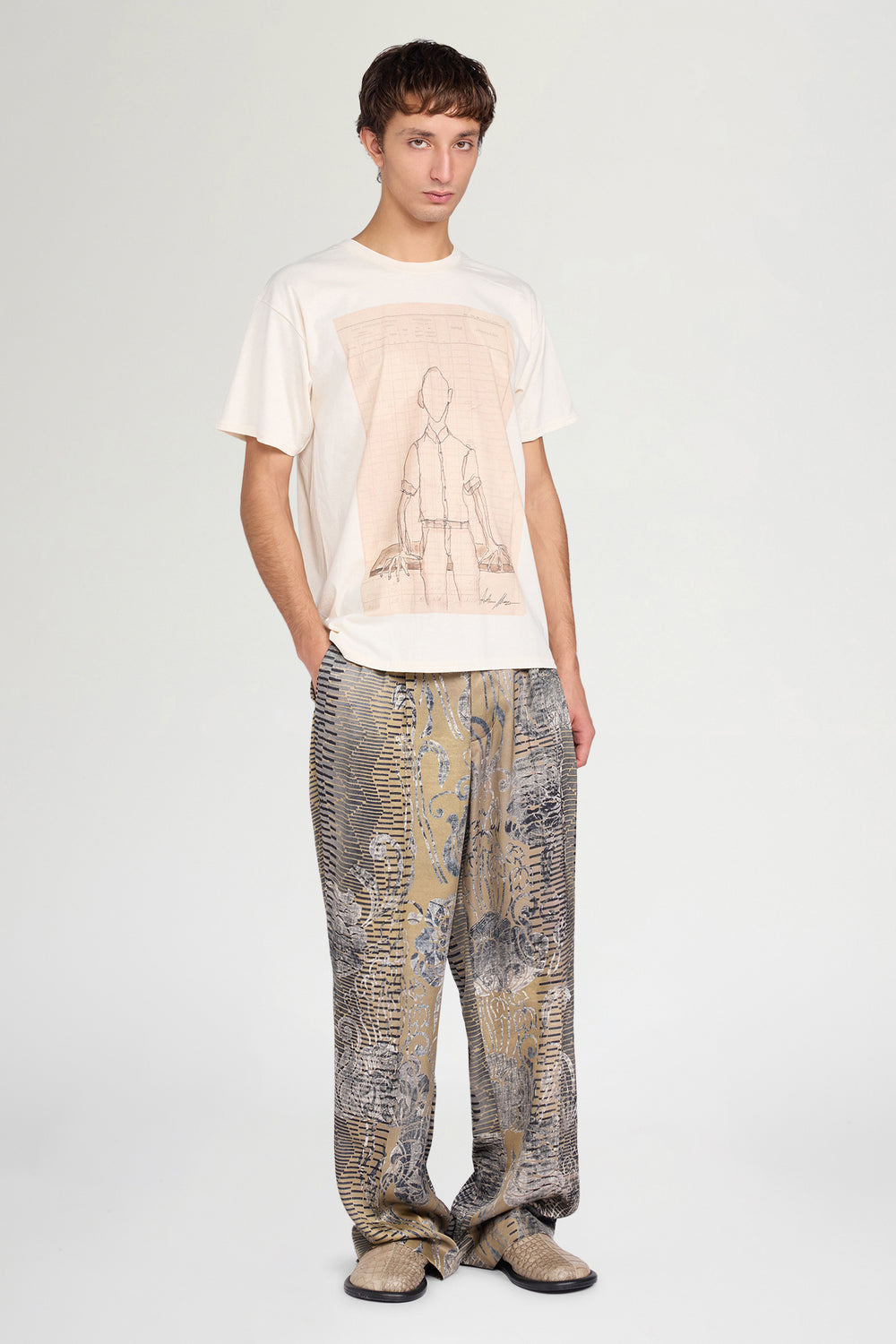 Ivory Sketch Print T-shirt
