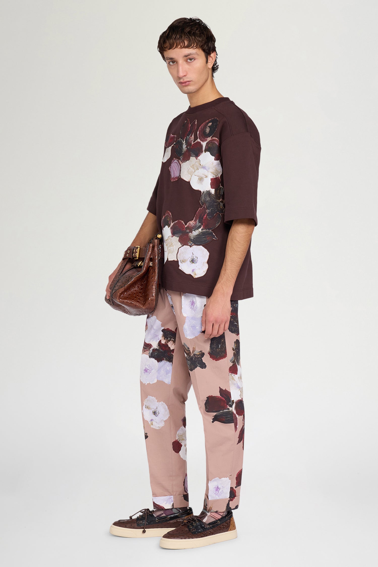 Oversized Brown Floral T-Shirt