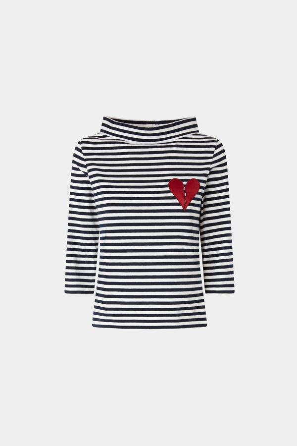 Broken Heart Striped 3/4 sleeve T-shirt
