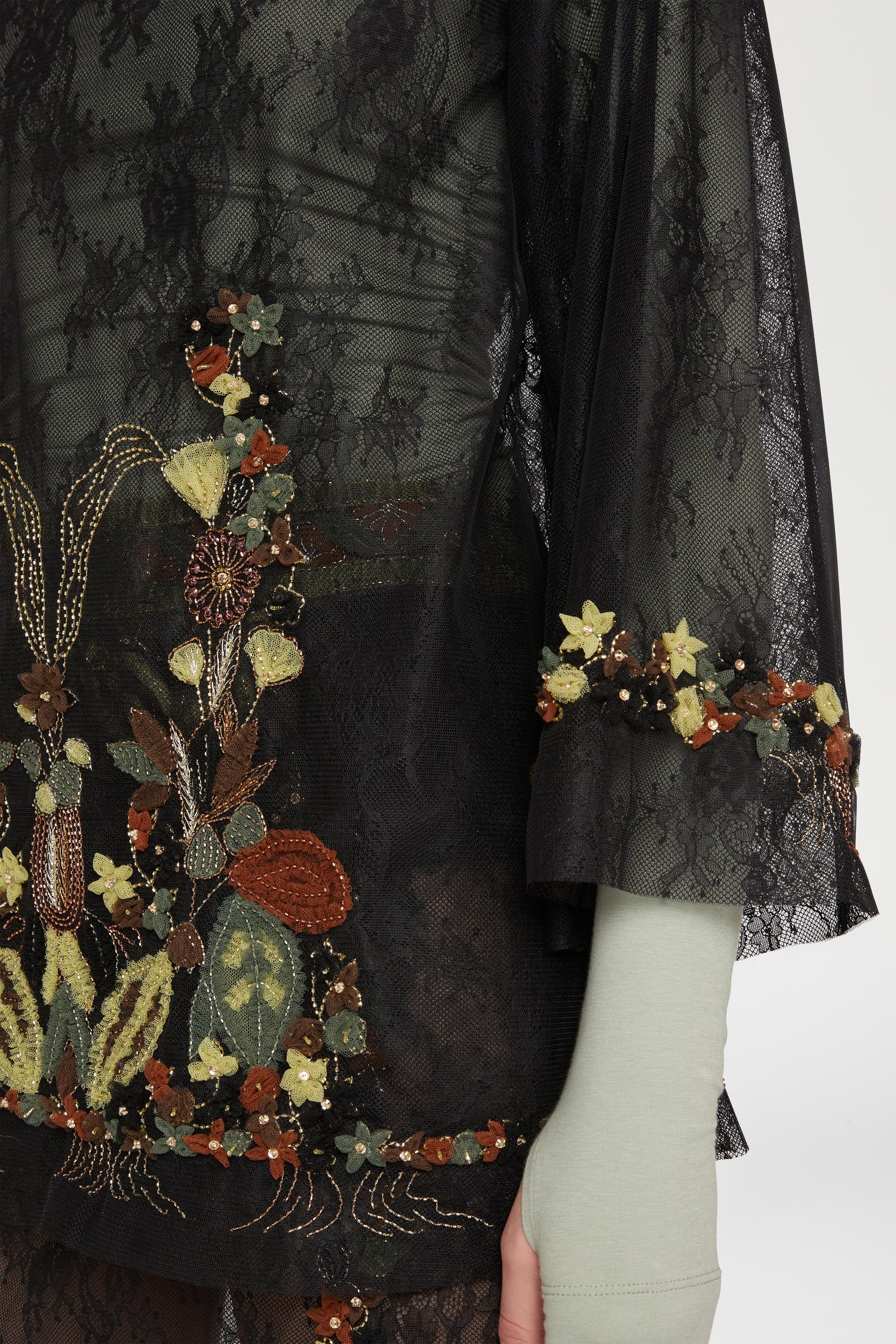 Lace Top with Embroidery and Beads