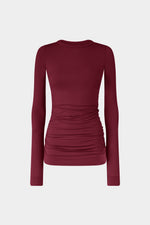 Top a Maniche Lunghe in Jersey Bordeaux