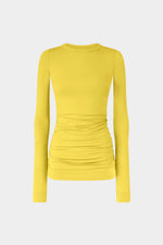 Top a Maniche Lunghe in Jersey Giallo