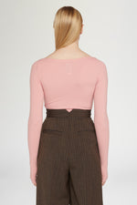 Top con Scollo a Barchetta in Jersey Rosa