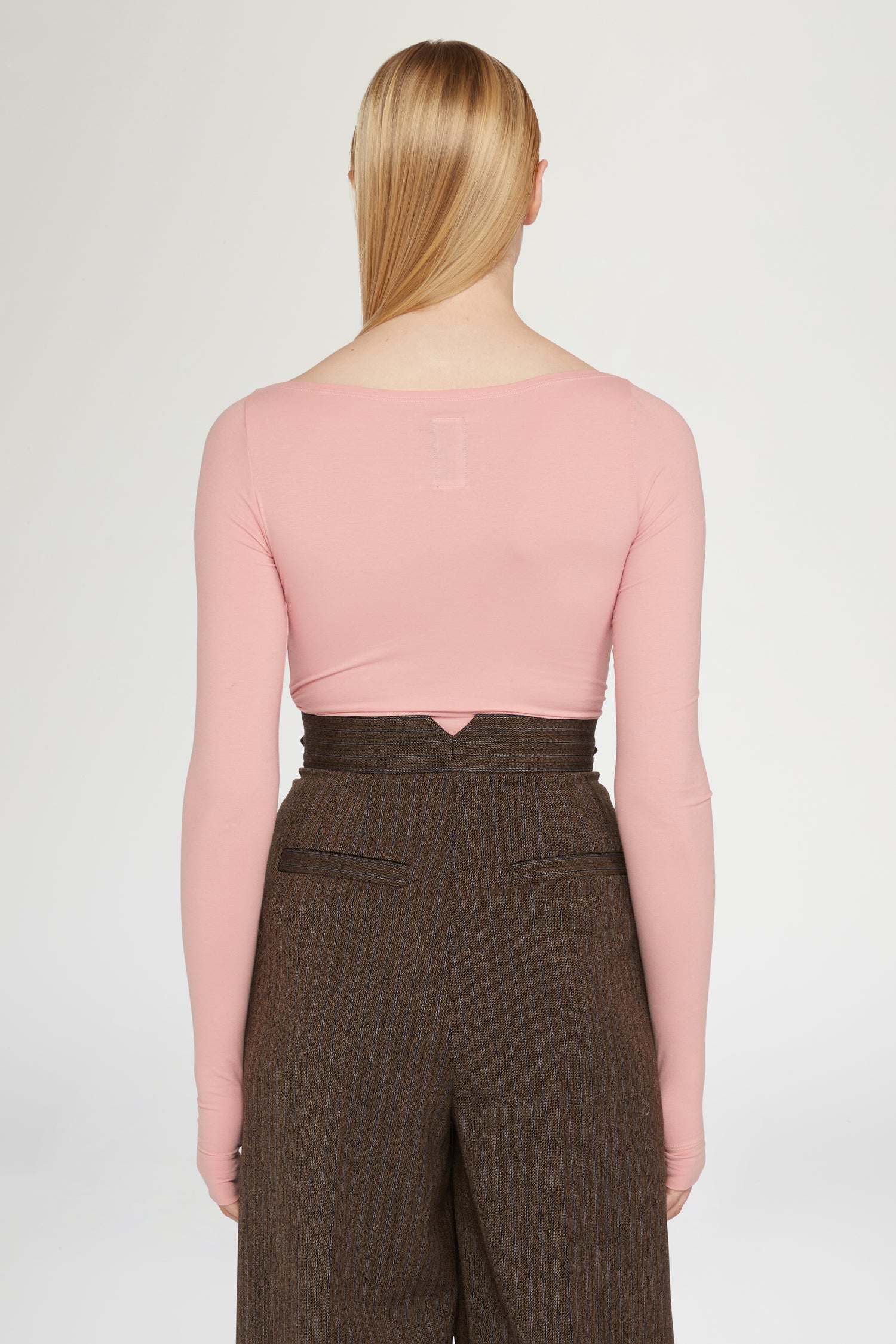 Top con Scollo a Barchetta in Jersey Rosa