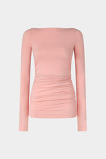 Top con Scollo a Barchetta in Jersey Rosa