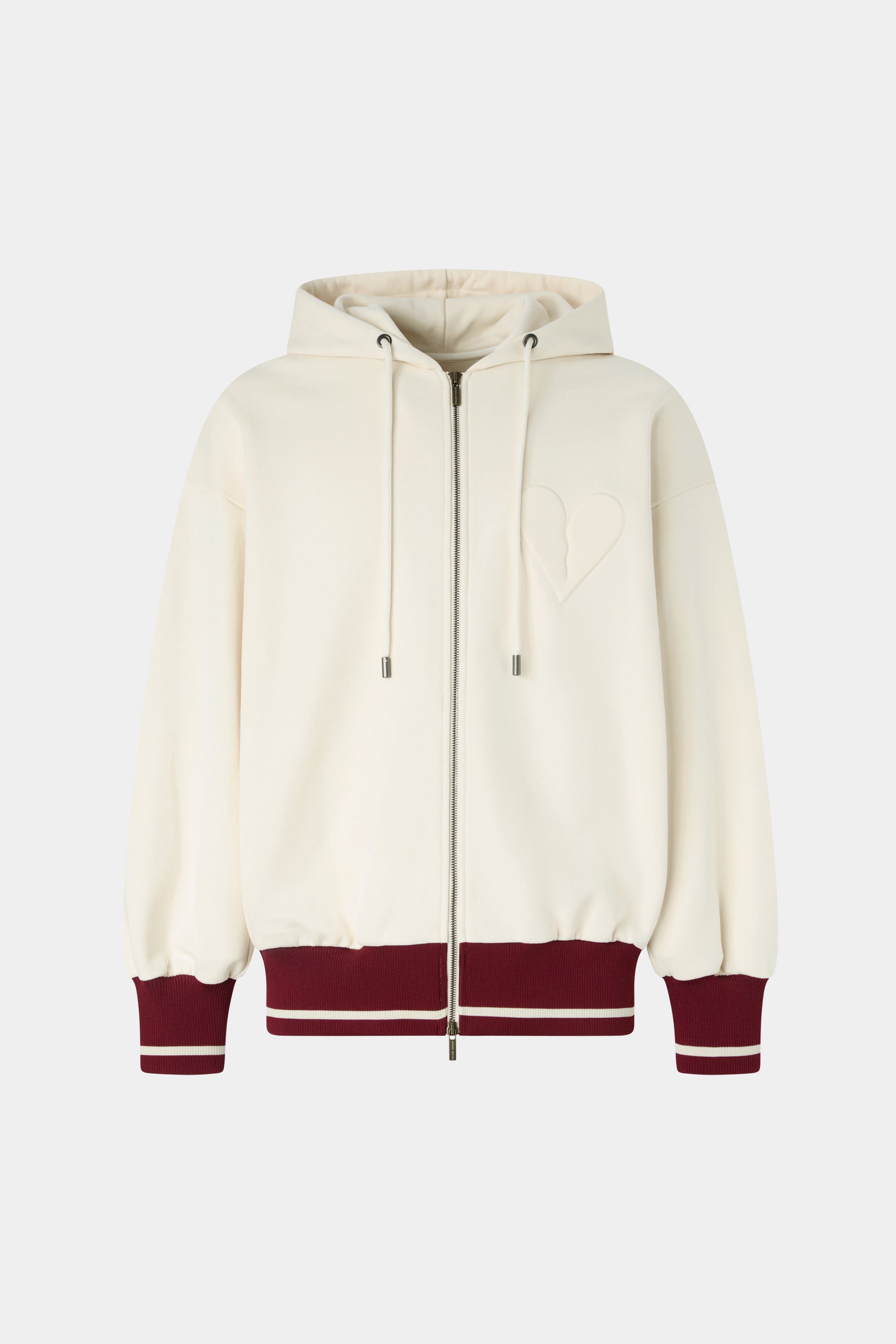 Ivory Cotton Hoodie with Zip