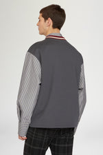 Cotton T-shirt with Poplin Sleeves