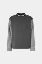 Cotton T-shirt with Poplin Sleeves
