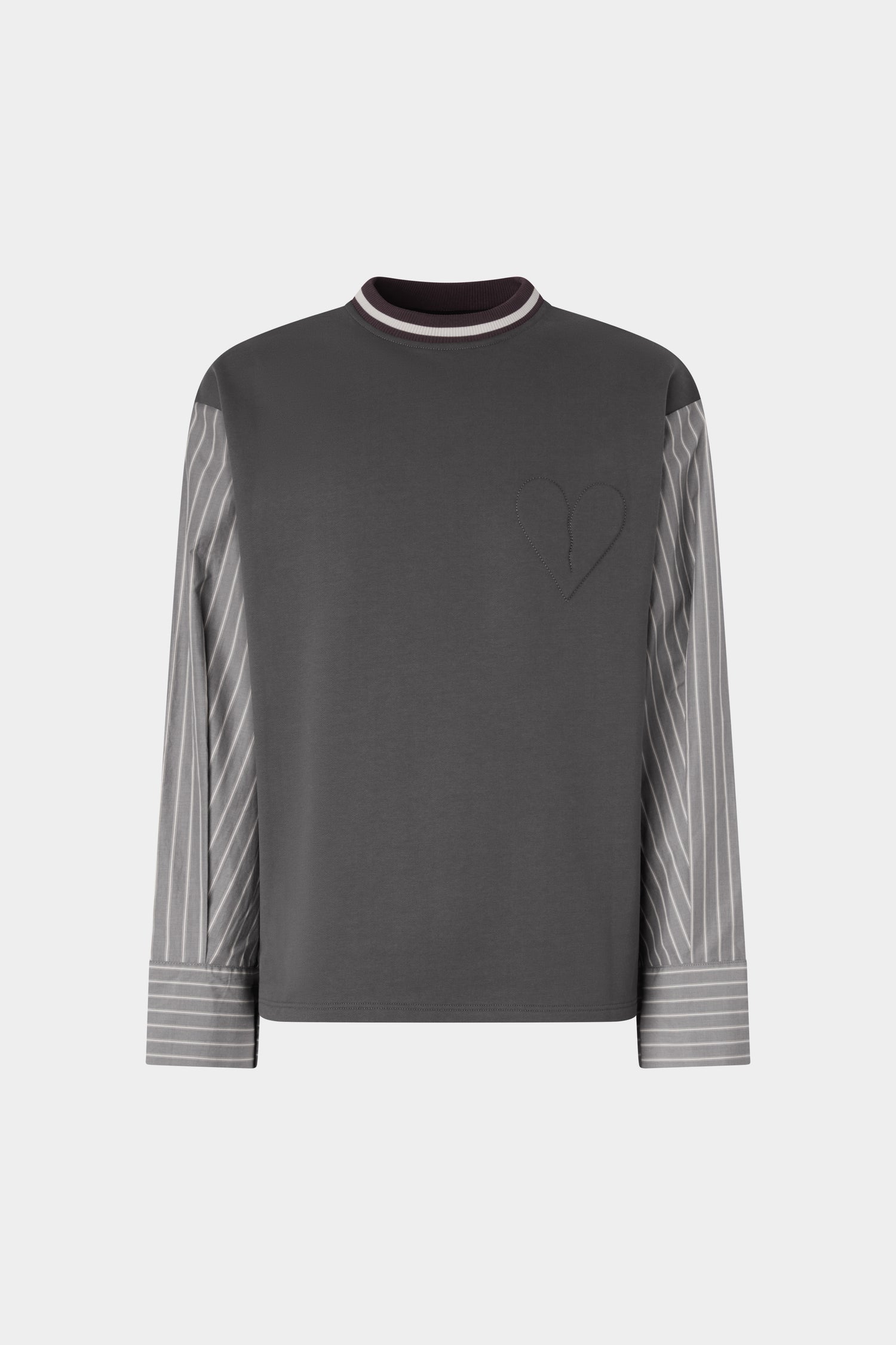 Cotton T-shirt with Poplin Sleeves