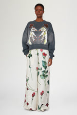 Felpa in Cotone con Mani e Rose