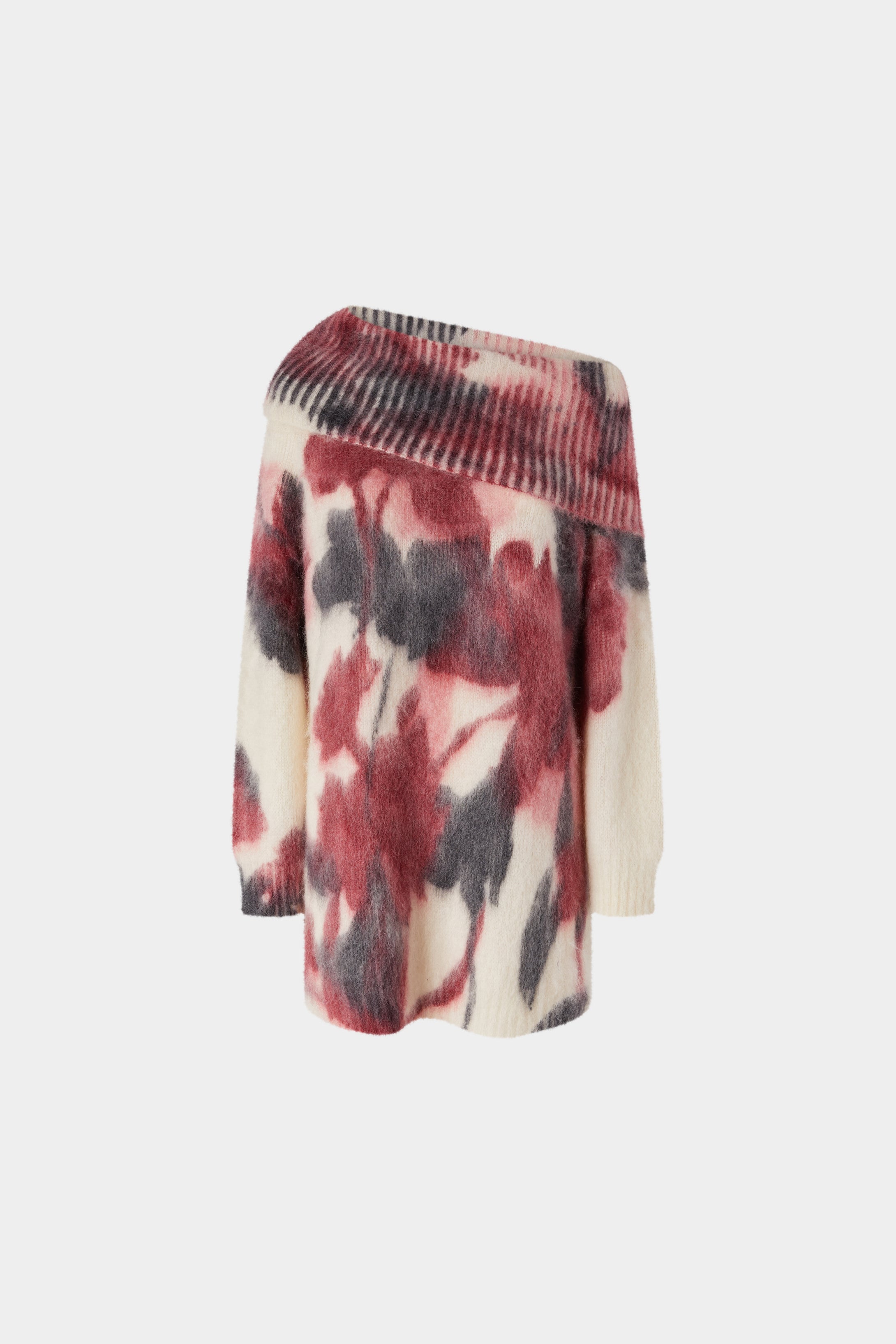 Boat-neck Ivory & Bordeaux Sweater