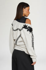 Asymmetric V-neck Ecrù Sweater