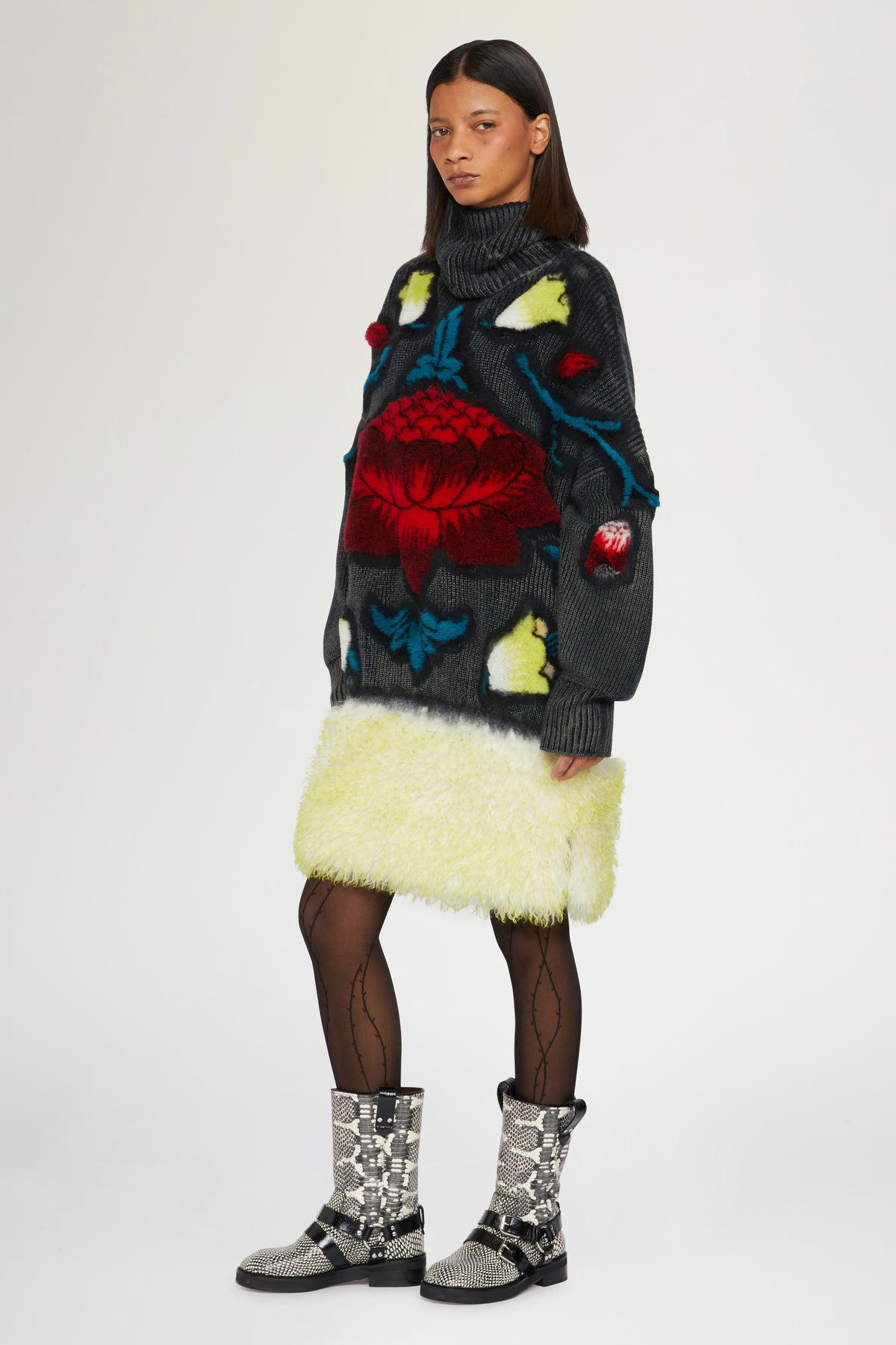 Oversized Floral Intarsia Sweater