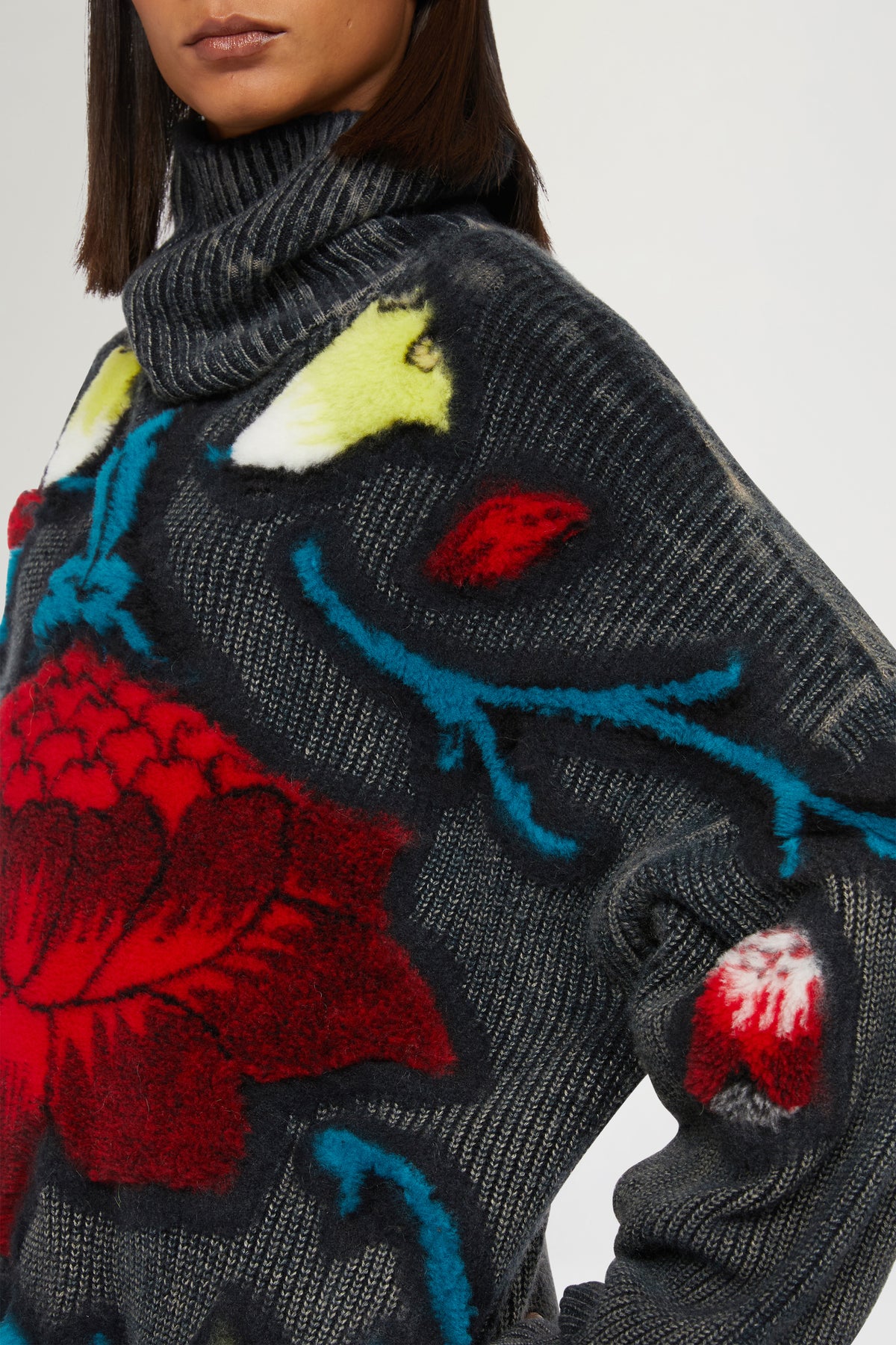Oversized Floral Intarsia Sweater