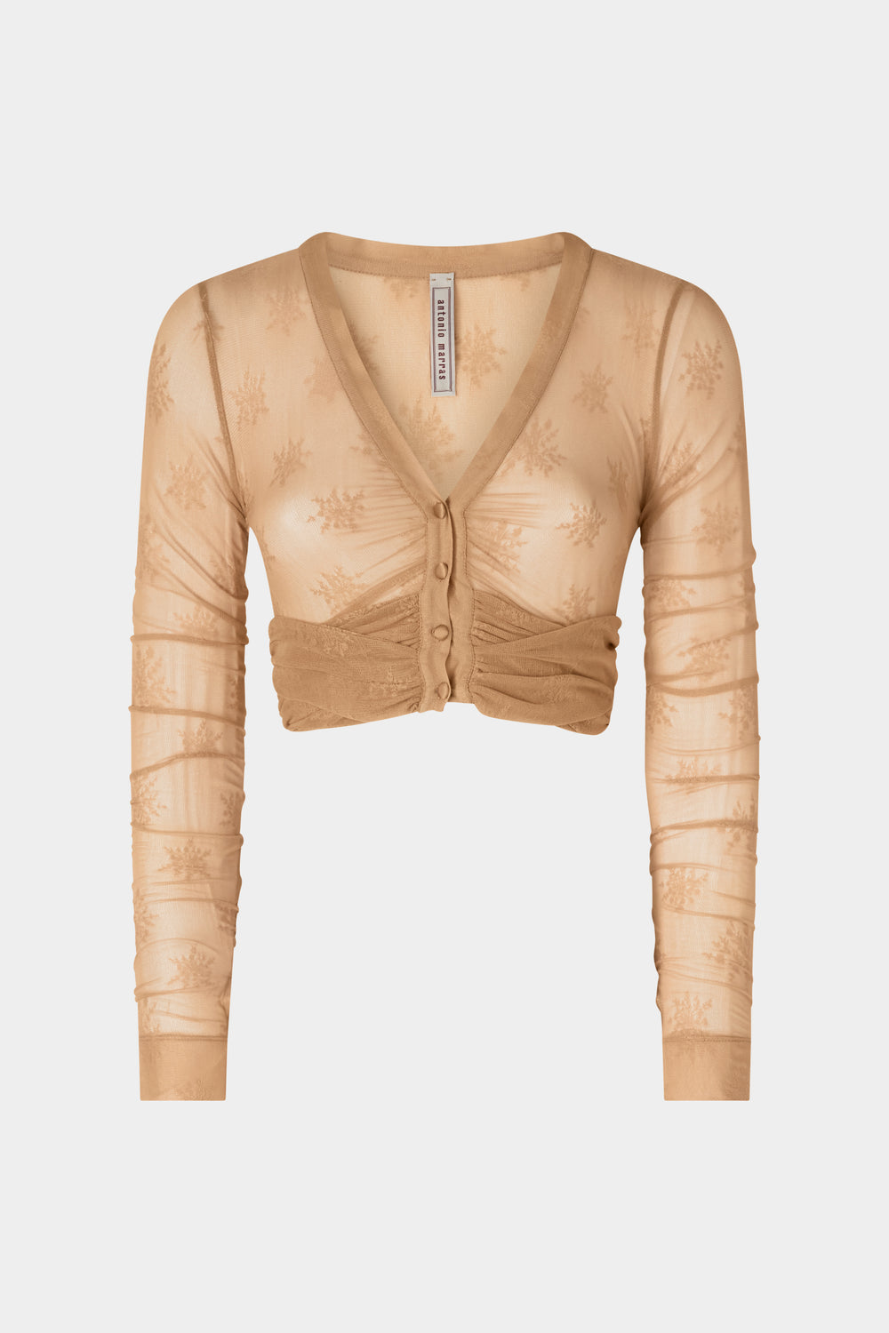 Beige Stretch Lace Crop Top