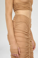 Top Corto Elasticizzato in Pizzo Beige