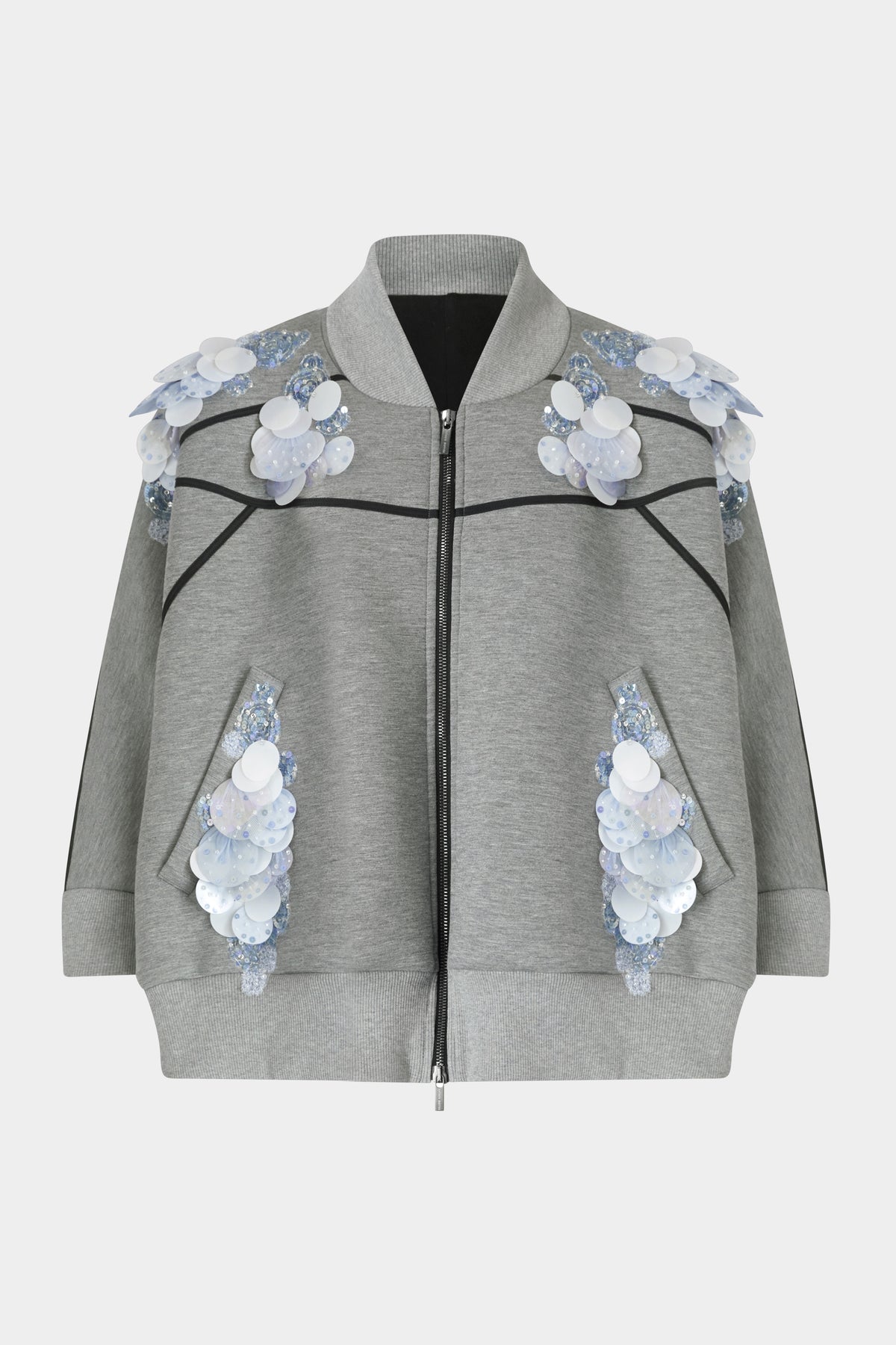 Grey Sequin Floral Sweatshirt