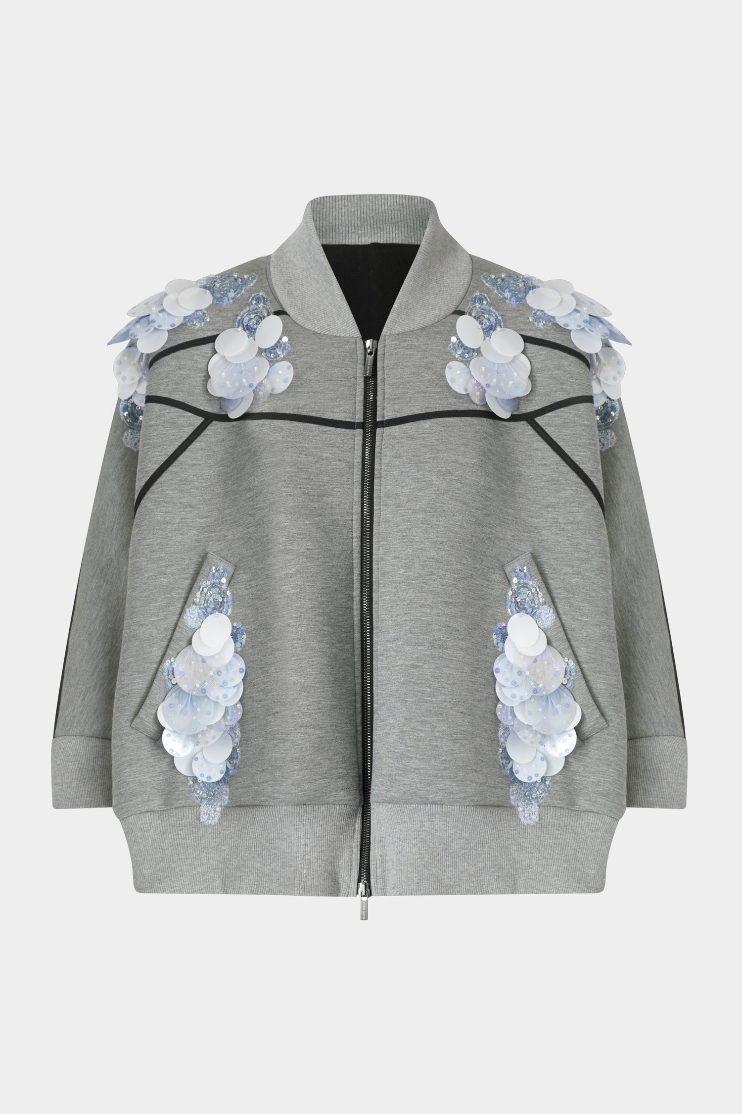 Grey Sequin Floral Sweatshirt