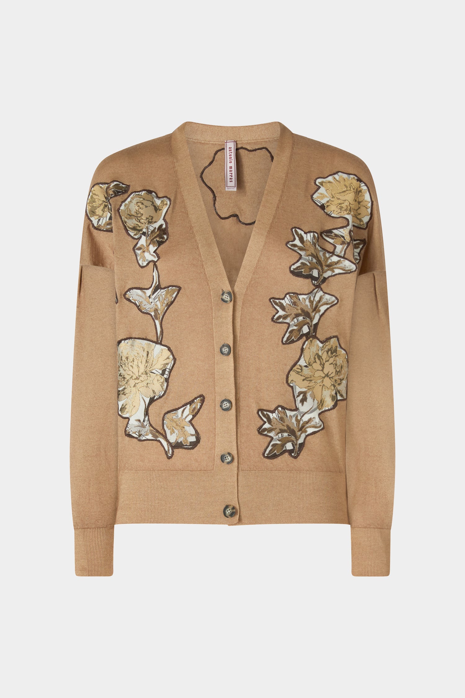 Cardigan in Cashmere con Patchwork Floreali