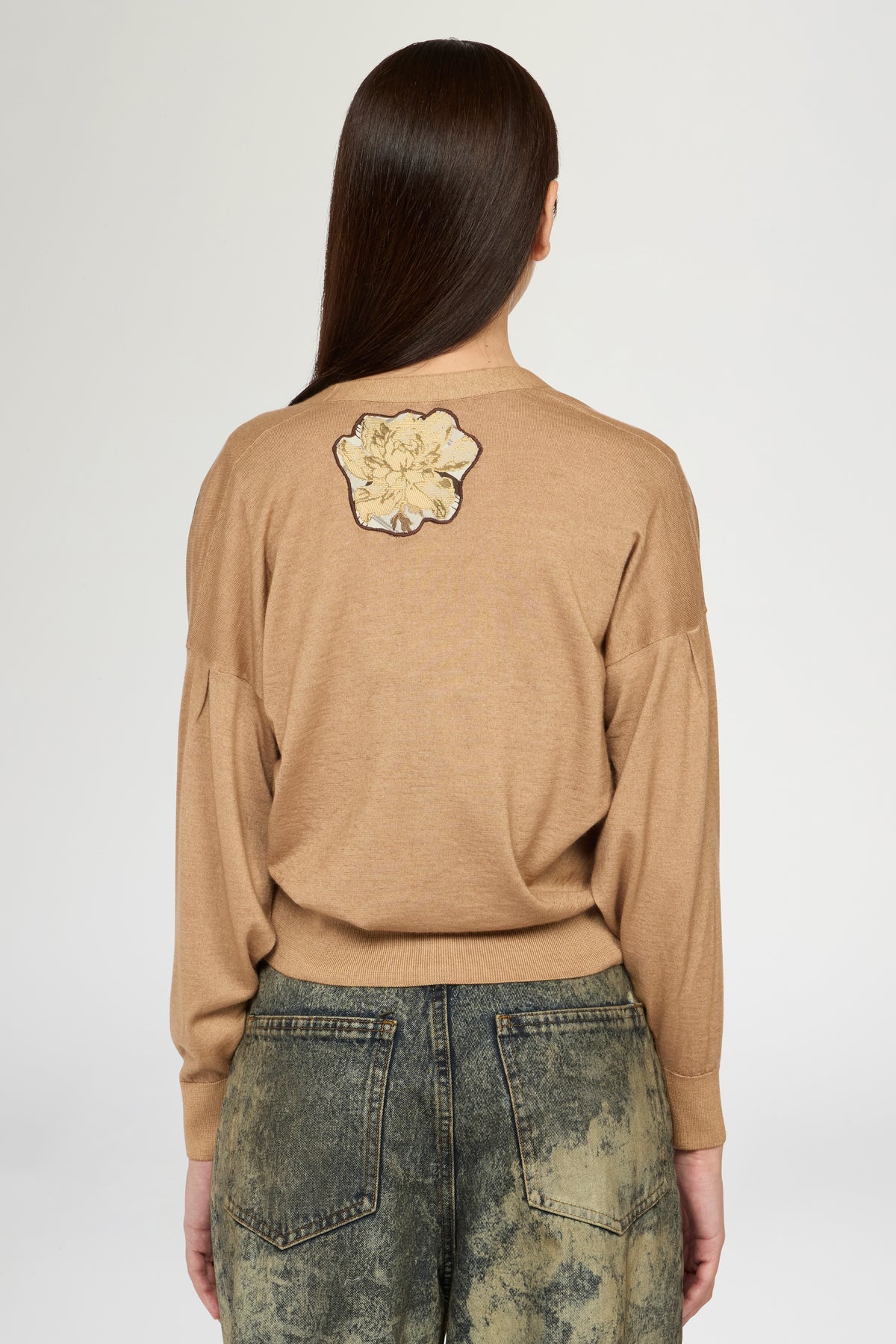 Cardigan in Cashmere con Patchwork Floreali