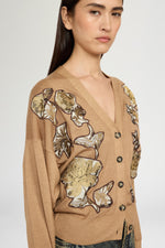 Cardigan in Cashmere con Patchwork Floreali