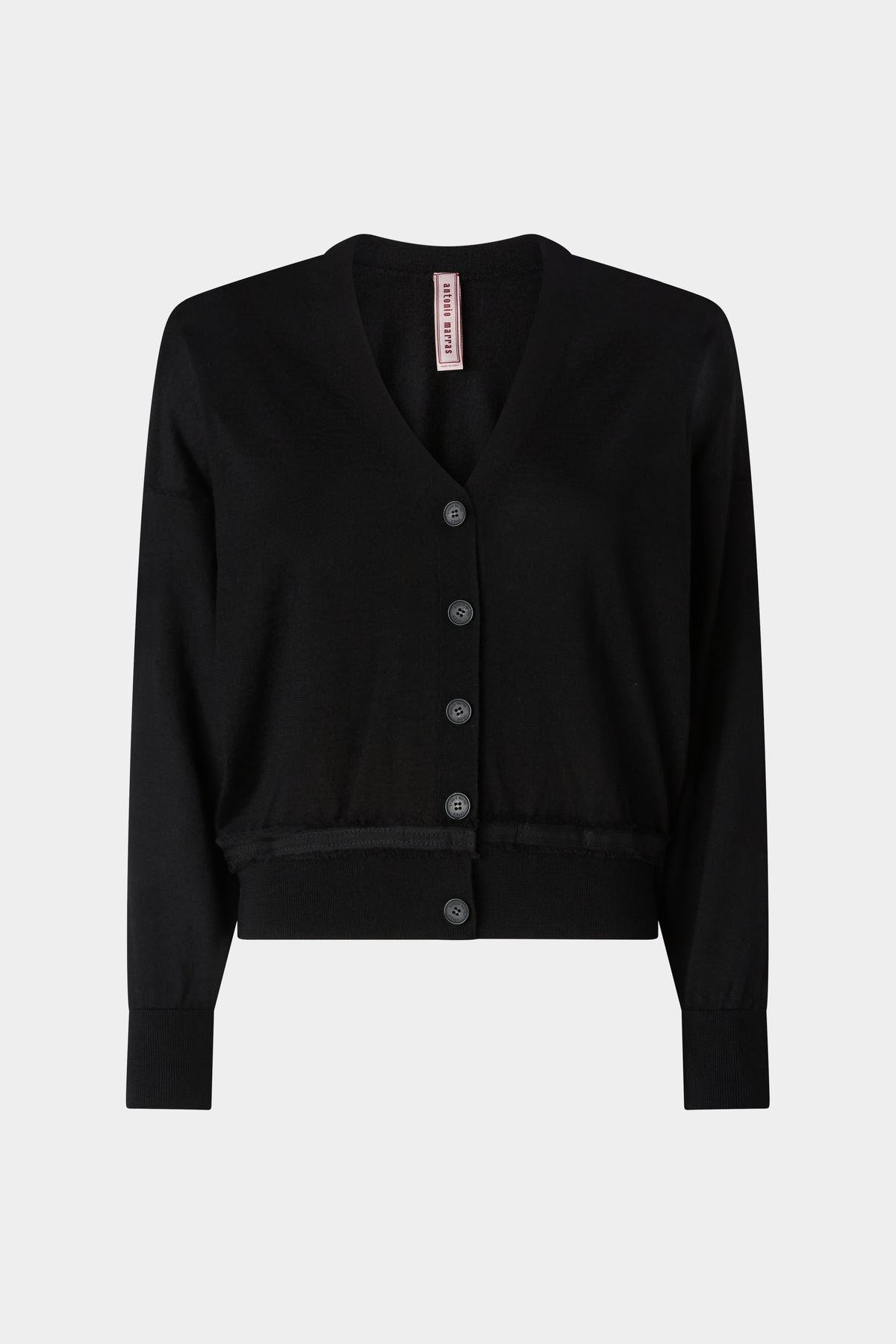 Cardigan con Scollo a V in Cashmere Nero