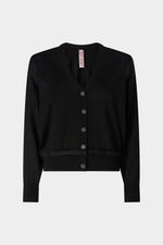 Cardigan con Scollo a V in Cashmere Nero