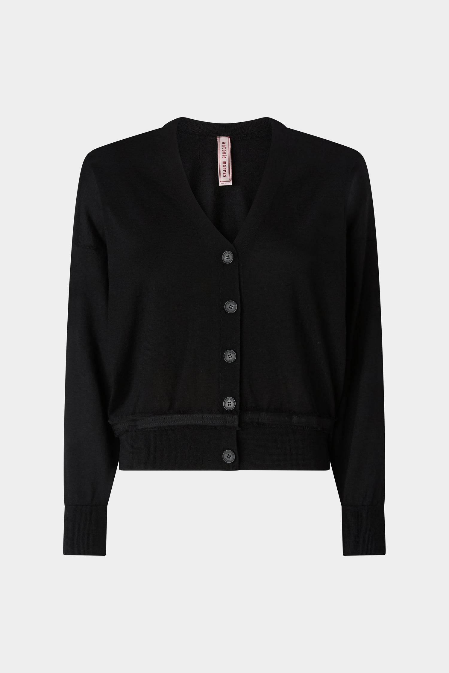 Cardigan con Scollo a V in Cashmere Nero