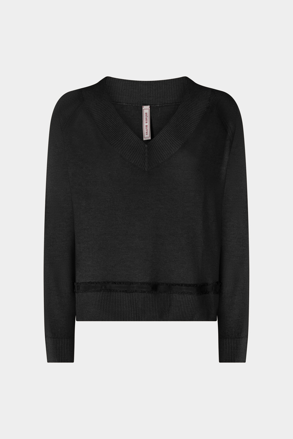 Maglia con Scollo a V in Cashmere con Inserto Nero