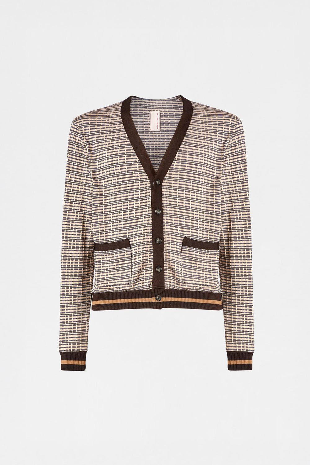 Patterned V-Neck Knit Cardigan
