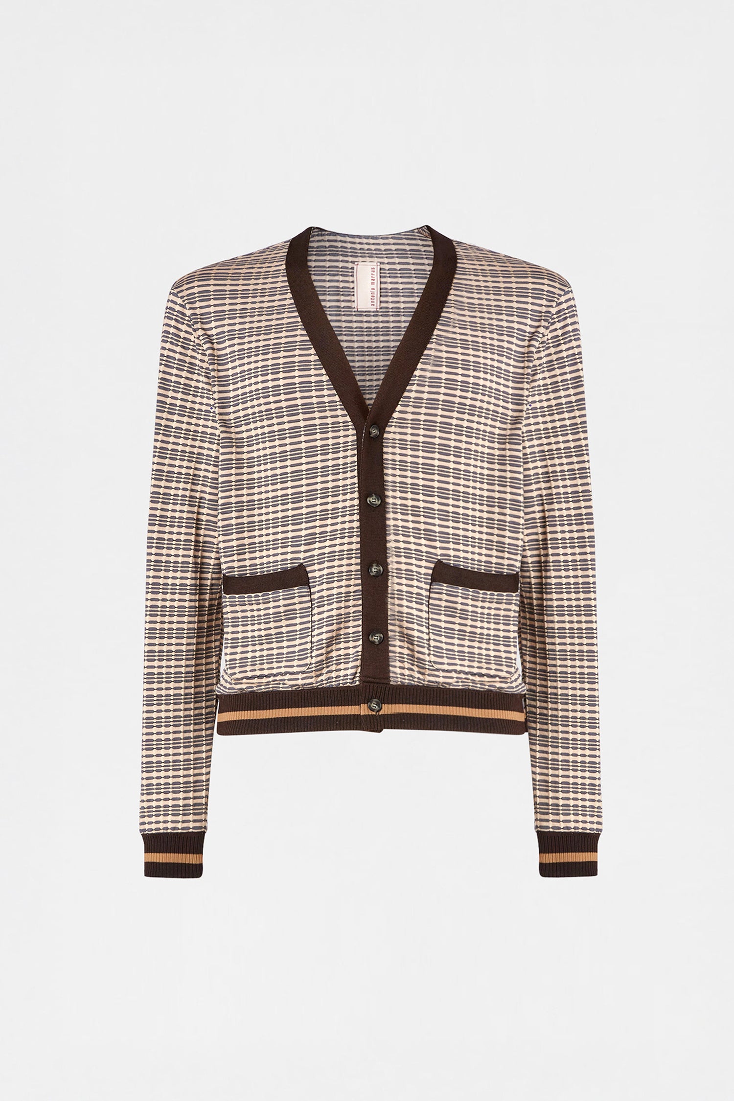 Patterned V-Neck Knit Cardigan