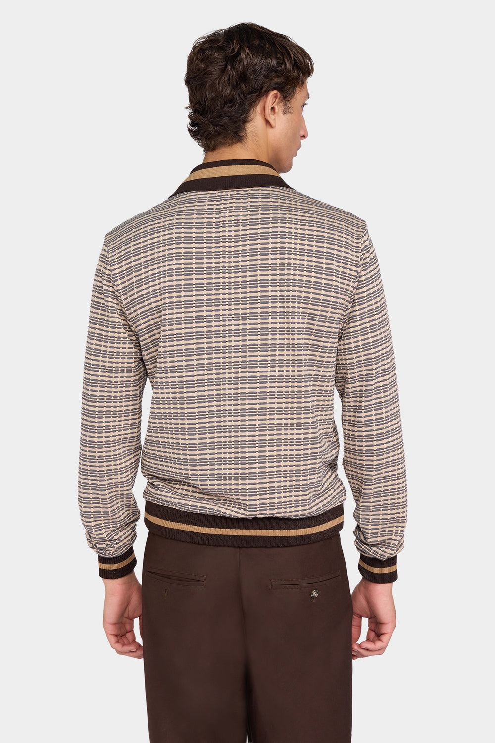 Patterned V-Neck Knit Cardigan