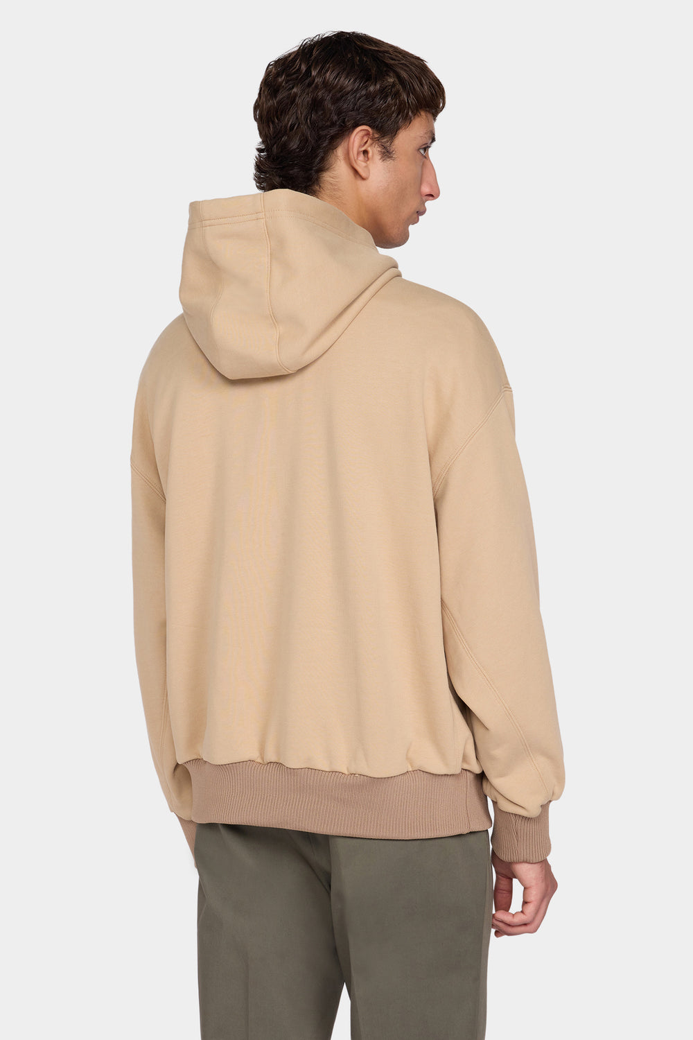 Beige Embroidered Heart Hoodie