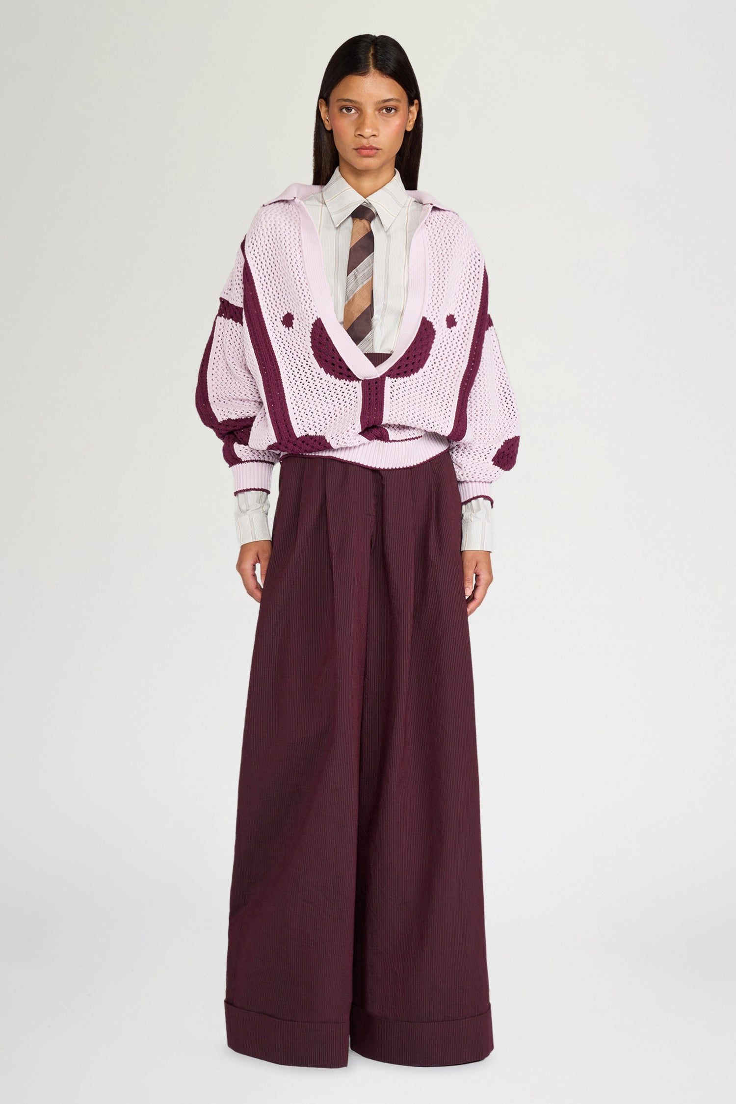 Lilac Burgundy Knit Polo