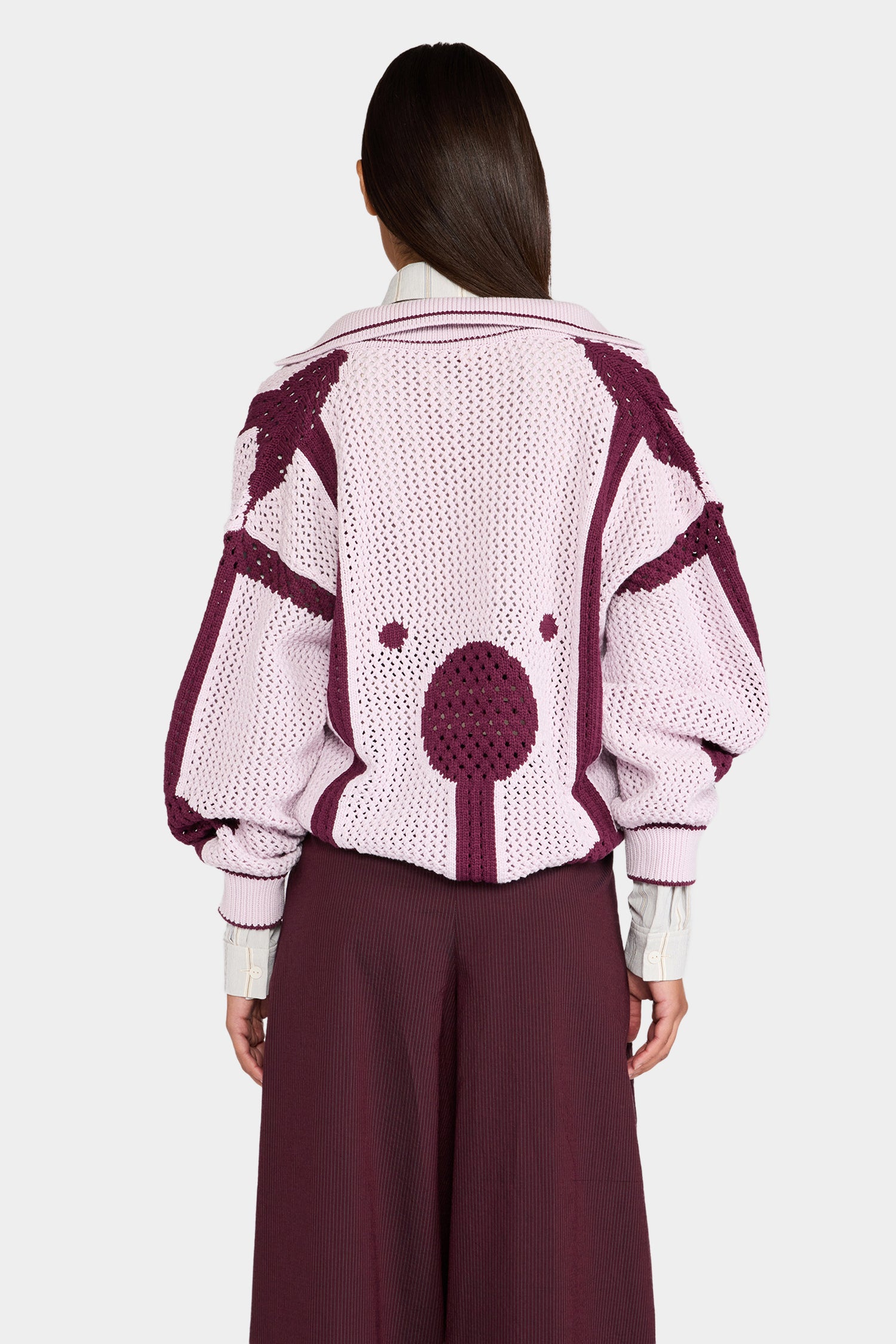 Lilac Burgundy Knit Polo