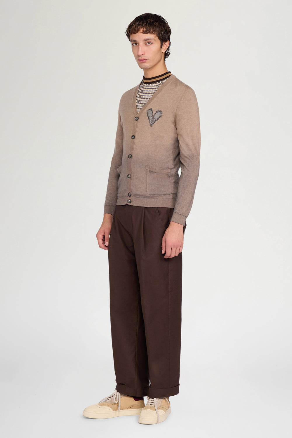Beige V-Neck Cardigan